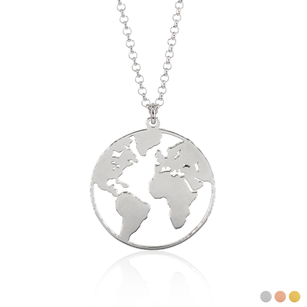 World Halskette gro&szlig; Silber