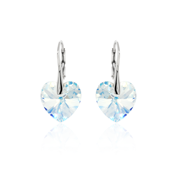 Ohrh&auml;nger mit Swarovski Kristall HEART Aurora Borealis