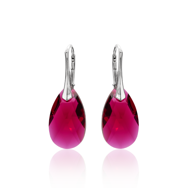 Ohrh&auml;nger mit Swarovski Kristall PEAR Ruby