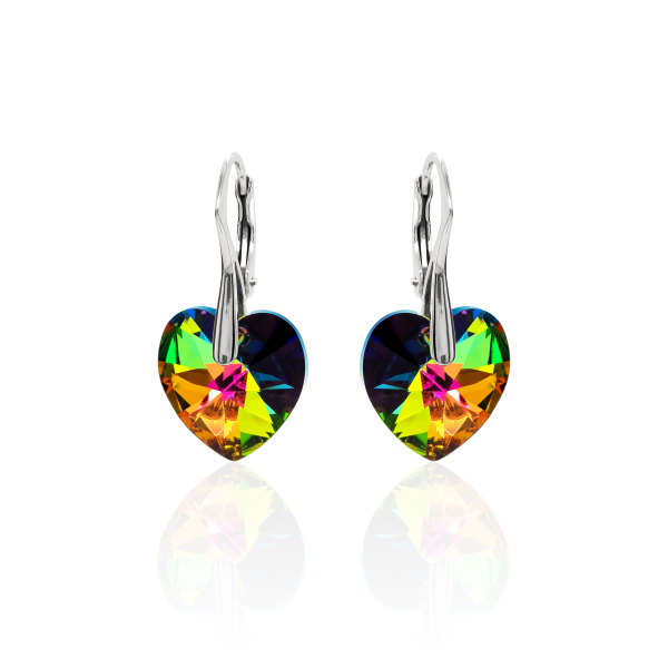 Ohrh&auml;nger mit Swarovski Kristall HEART Vitrail Medium