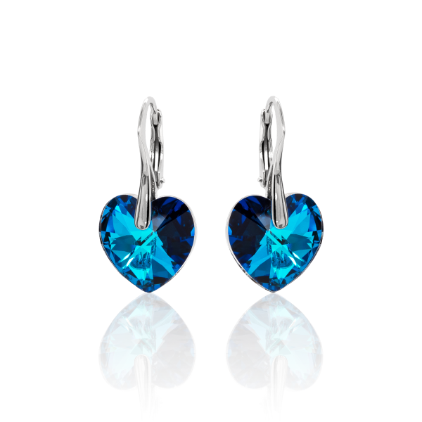 Ohrh&auml;nger mit Swarovski Kristall HEART Bermuda Blue