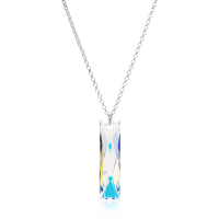 Halskette mit Swarovski Kristall BAGUETTE Aurora Borealis