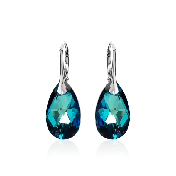 Ohrh&auml;nger mit Swarovski Kristall PEAR Bermuda Blue