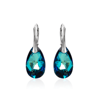 Ohrh&auml;nger mit Swarovski Kristall PEAR Bermuda Blue