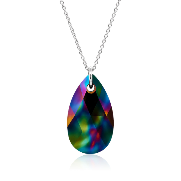 Halskette mit Swarovski Kristall PEAR Rainbow Dark