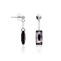 Ohrstecker mit Swarovski Kristall BAGUETTE Silver Night