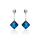 Ohrstecker mit Swarovski Kristall PRINCESS CUT Bermuda Blue