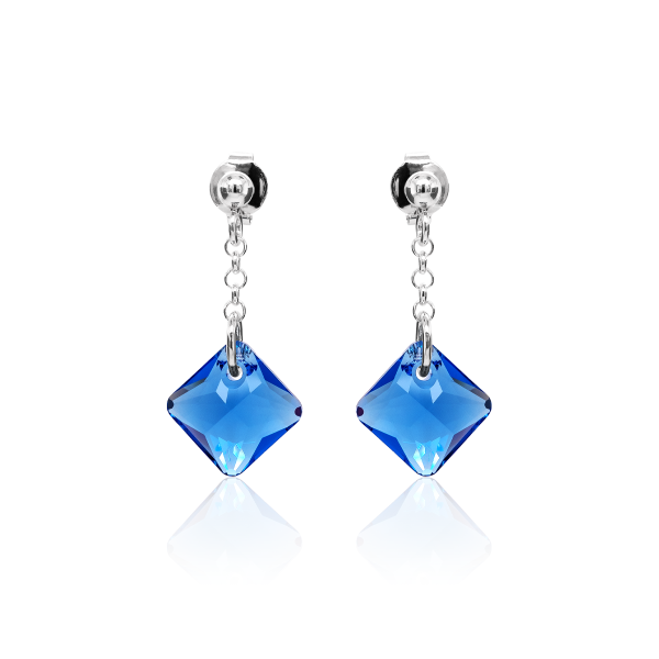 Ohrstecker mit Swarovski Kristall PRINCESS CUT Sapphire
