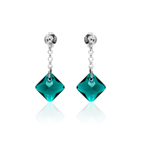 Ohrstecker mit Swarovski Kristall PRINCESS CUT Emerald