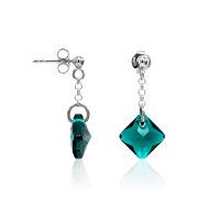 Ohrstecker mit Swarovski Kristall PRINCESS CUT Emerald