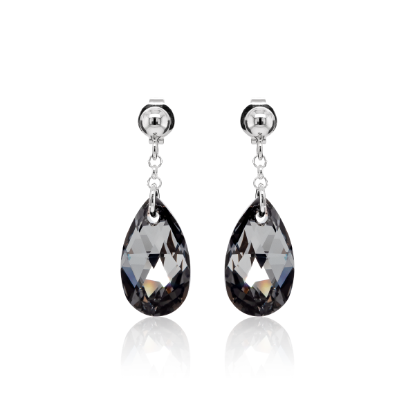 Ohrstecker mit Swarovski Kristall PEAR Silver Night