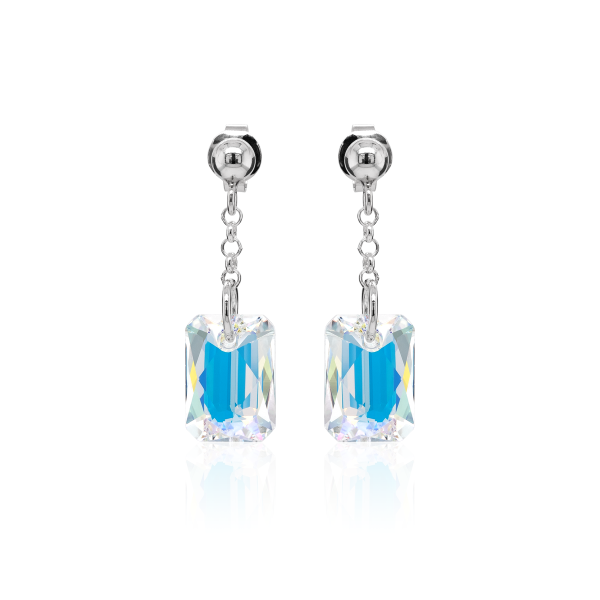 Ohrstecker mit Swarovski Kristall EMERALD CUT Aurora Borealis
