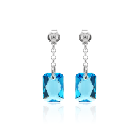 Ohrstecker mit Swarovski Kristall EMERALD CUT Aquamarine