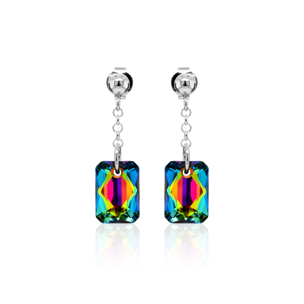 Ohrstecker mit Swarovski Kristall EMERALD CUT Vitrail Medium