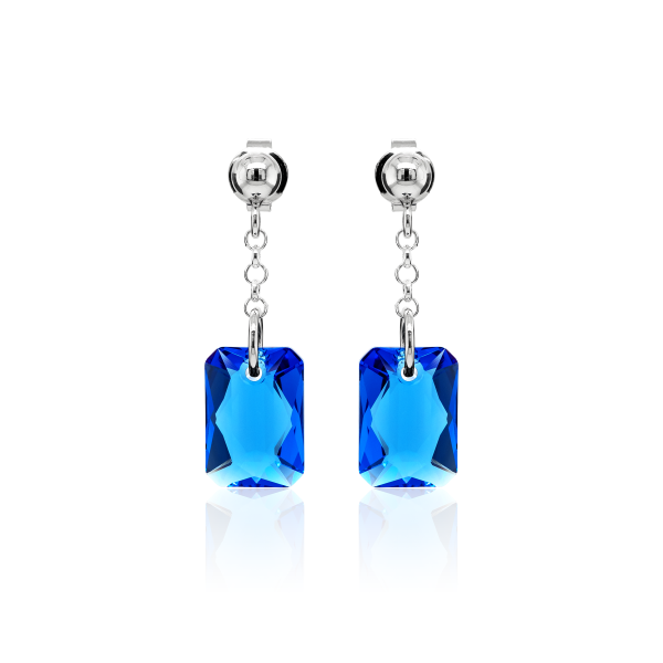 Ohrstecker mit Swarovski Kristall EMERALD CUT Sapphire
