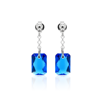 Ohrstecker mit Swarovski Kristall EMERALD CUT Sapphire