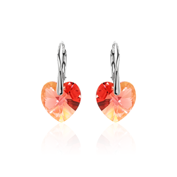 Ohrh&auml;nger mit Swarovski Kristall HEART Ros&eacute; Peach Shimmer