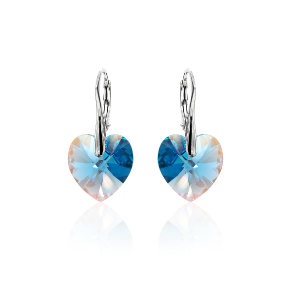 Ohrh&auml;nger mit Swarovski Kristall HEART Aquamarine Shimmer