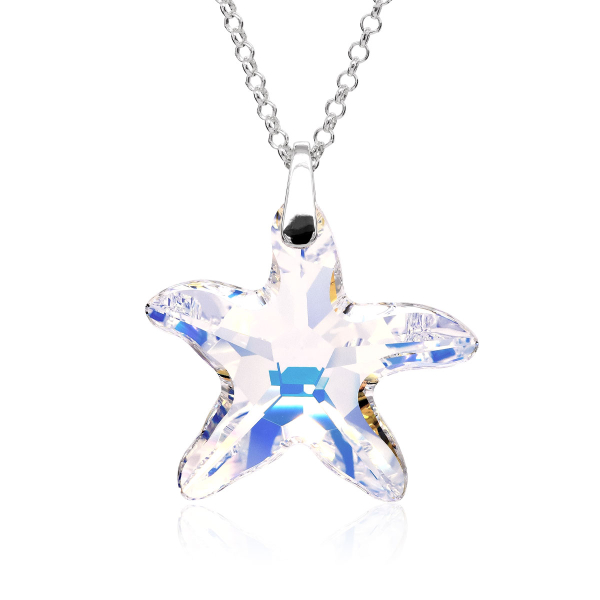 Halskette mit Swarovski Kristall Seestern Aurora Borealis