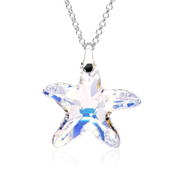 Halskette mit Swarovski Kristall Seestern Aurora Borealis