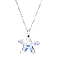Halskette mit Swarovski Kristall Seestern Aurora Borealis
