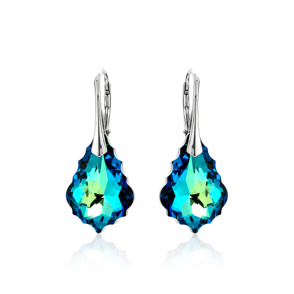 Ohrh&auml;nger mit Swarovski Kristall BAROQUE Bermuda Blue