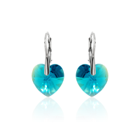 Ohrh&auml;nger mit Swarovski Kristall HEART Blue Zirkon...