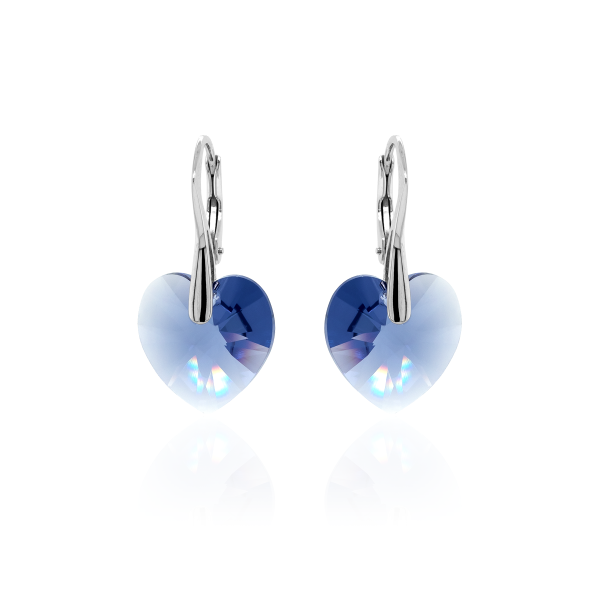 Ohrh&auml;nger mit Swarovski Kristall HEART Tanzanit