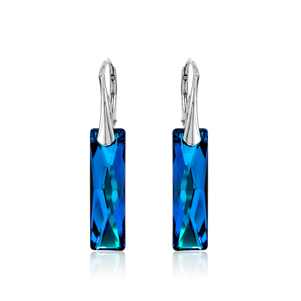 Ohrh&auml;nger mit Swarovski Kristall BAGUETTE Bermuda Blue