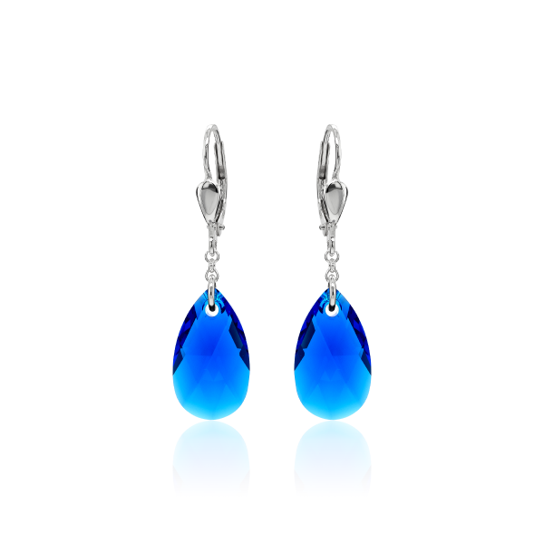 Pendel-Ohrh&auml;nger mit Swarovski Kristall PEAR Majestic Blue