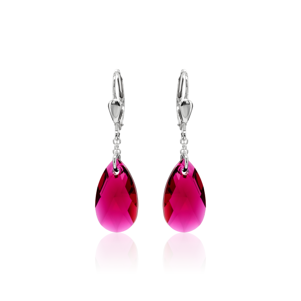 Pendel-Ohrh&auml;nger mit Swarovski Kristall PEAR Ruby