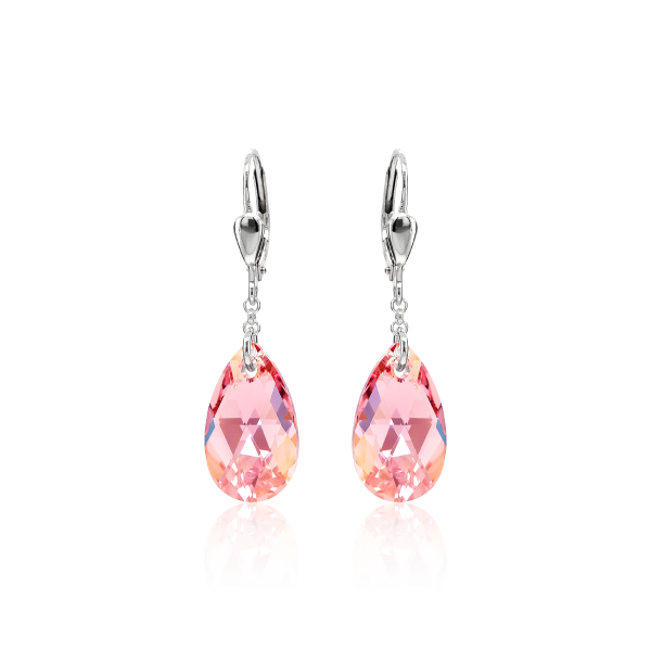 Pendel-Ohrh&auml;nger mit Swarovski Kristall PEAR Light Ros&eacute; Shimmer