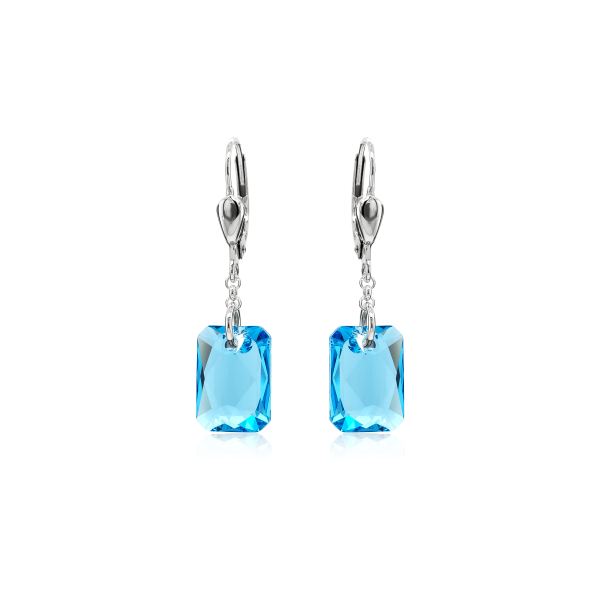 Pendel-Ohrh&auml;nger mit Swarovski Kristall EMERALD CUT Aquamarine