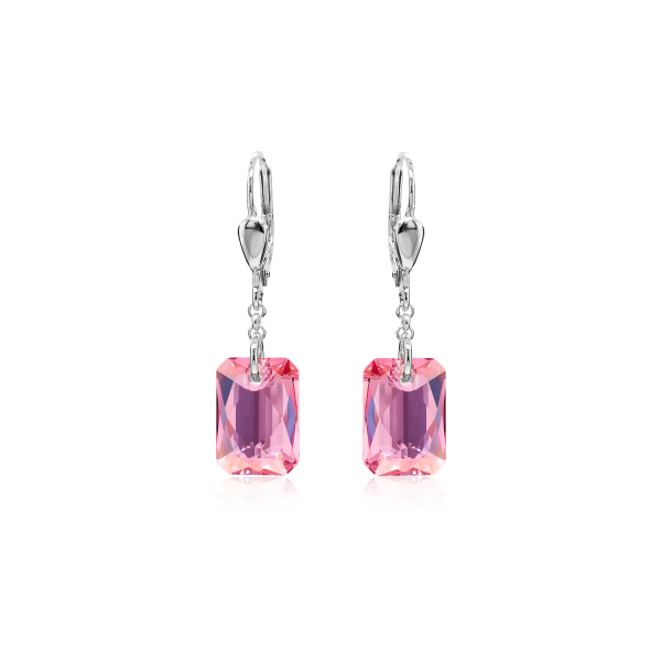 Pendel-Ohrh&auml;nger mit Swarovski Kristall EMERALD CUT Light Ros&eacute; Shimmer
